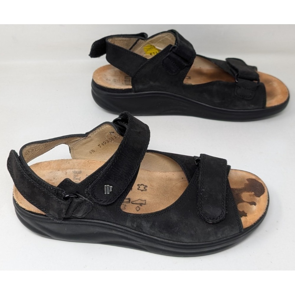 Finn Comfort Corinth Black Leather Sandals Womens US Size 7 UK Size 4.5 37.5